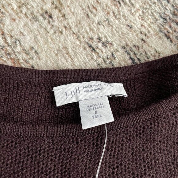 J Jill NWT Washable Merino Wool Knit Sweater Womens S Tall Spiced Wine Red Long - Picture 4 of 8